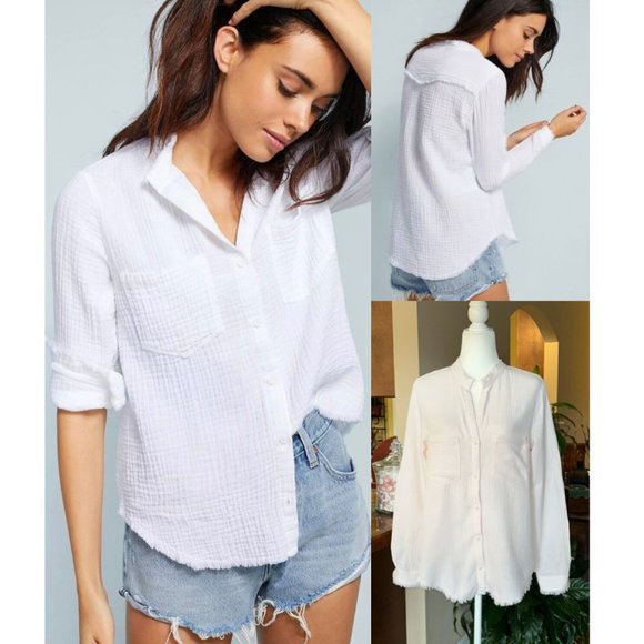 Anthropologie Cloth & Stone Raw Hem Frayed Long Sleeve szS - Picture 1 of 16